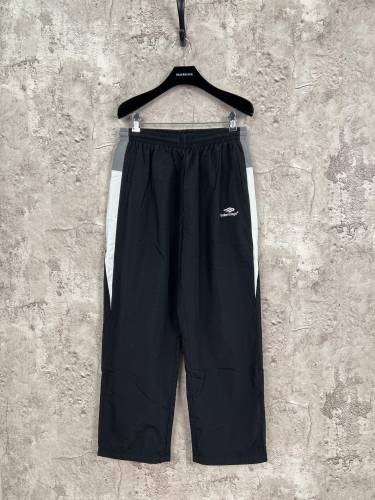 Balenciaga Couple 3B Embroidered Black White Splicing Straight Leg Pants Sports Pants