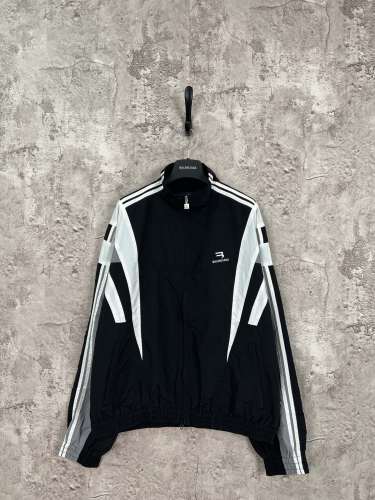 Balenciaga Classic Unisex Splicing Stand Up Collar Zipper Jacket Coat