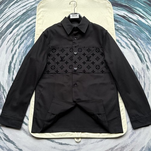 Louis Vuitton New Black Fleece Logo Long Sleeve Shirt