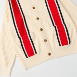 Gucci Classic Couple Color Contrast Embroidered Logo Knitted Cardigan Coat