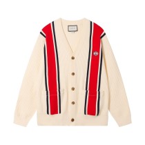 Gucci Classic Couple Color Contrast Embroidered Logo Knitted Cardigan Coat