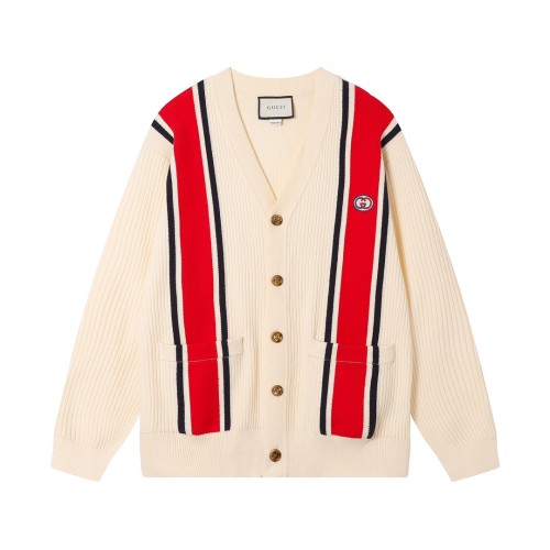 Gucci Classic Couple Color Contrast Embroidered Logo Knitted Cardigan Coat