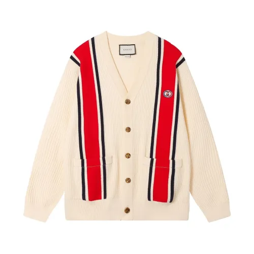 Gucci Classic Couple Color Contrast Embroidered Logo Knitted Cardigan Coat