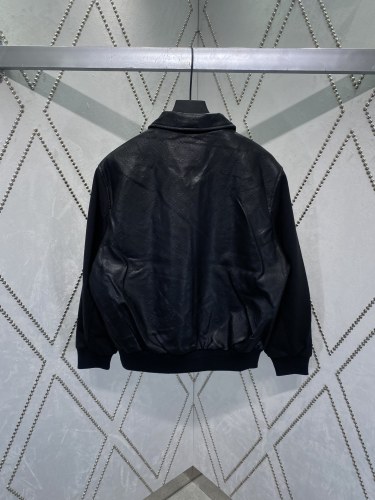 Louis Vuitton Fashion New Logo Splicing Waist Leather Jacket