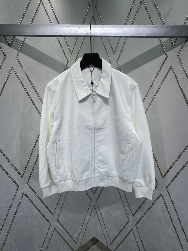 Louis Vuitton Fashion New Logo Splicing Waist Leather Jacket
