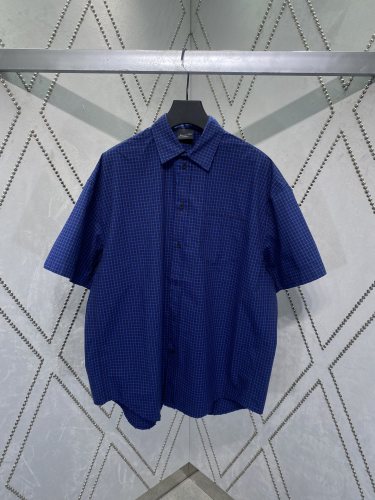 Balenciaga Unisex New Retro Checkered Short sleeved Shirt