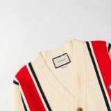Gucci Classic Couple Color Contrast Embroidered Logo Knitted Cardigan Coat