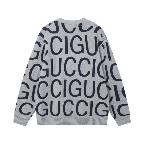Gucci Unisex Street Full Logo Jacquard Wool Cardigan Coat