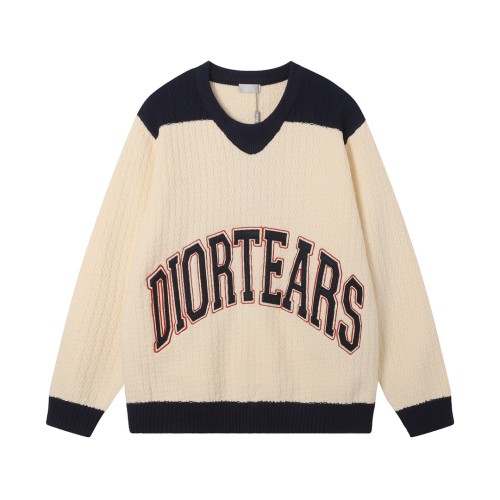 Dior Tears Logo Jacquard Round Neck Casual College Style Sweater