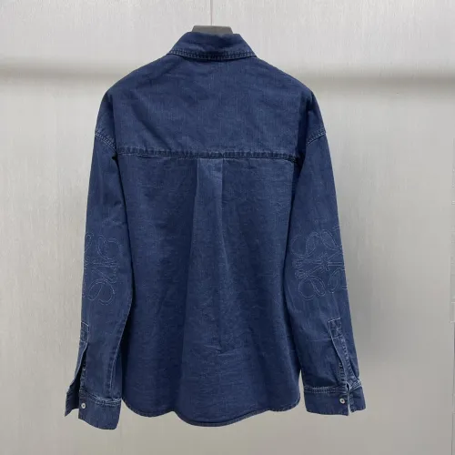Loewe New Fashion Hollow Logo Casual Washed Denim Denim Shirt