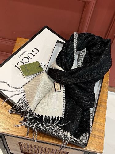 Gucci Classic GG Silver Thread Jacquard Double sided Long Towel Size: 34 * 194 cm