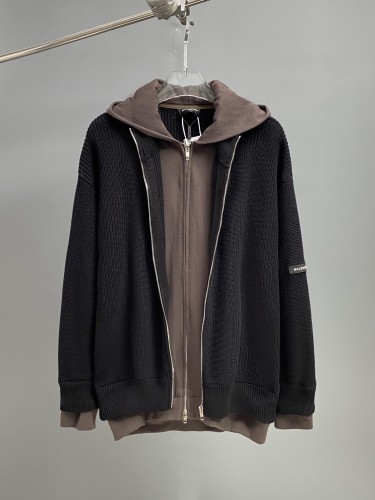Balenciaga Couple New Heavy Industry Splicing Two piece Double Zipper Jacket