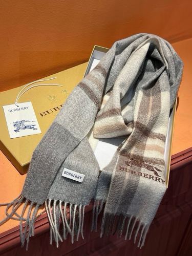 Burberry Logo Embroidered Checkered Cashmere Scarf Size: 32 * 180 cm