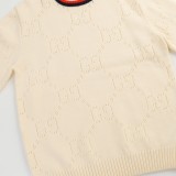 Gucci New Couple GG Hollow Pattern Color Contrasting Round Neck Sweater