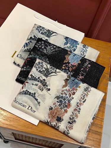 Dior Classic Fashion Pattern Silver Silk Cashmere Long Scarf Size: 110 * 200 cm
