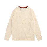 Gucci New Couple GG Hollow Pattern Color Contrasting Round Neck Sweater