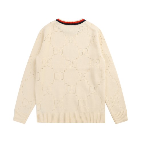 Gucci New Couple GG Hollow Pattern Color Contrasting Round Neck Sweater