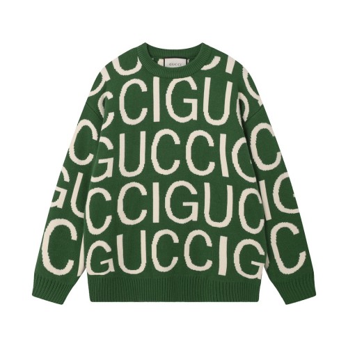 Gucci Unisex Street Full Logo Jacquard Round Neck Sweater