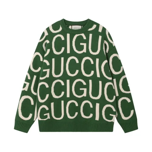 Gucci Unisex Street Full Logo Jacquard Round Neck Sweater