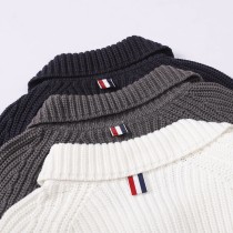 Thom Browne Classic Four Bar Zipper Collar Wool Knitted Jacket