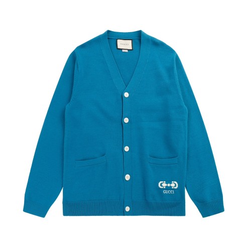 Gucci Couple New Embroidered Logo V-neck Cashmere Cardigan Sweater