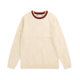 Gucci New Couple GG Hollow Pattern Color Contrasting Round Neck Sweater