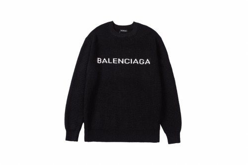 Balenciaga New Couple's Casual Versatile Logo Jacquard Round Neck Sweater