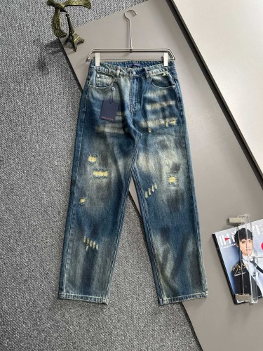 Louis Vuitton New Fashion Couple Piercing Casual Washed Jeans