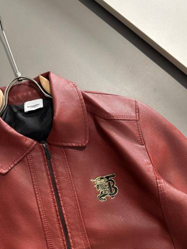 Burberry Classic Men's Simple Collar Leather Jacket
