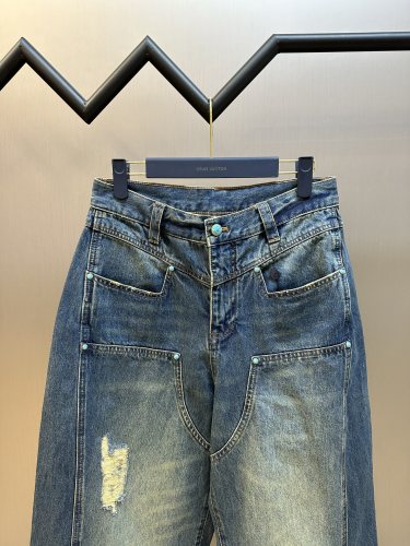 Louis Vuitton Fashion Turquoise Wide Leg Jeans