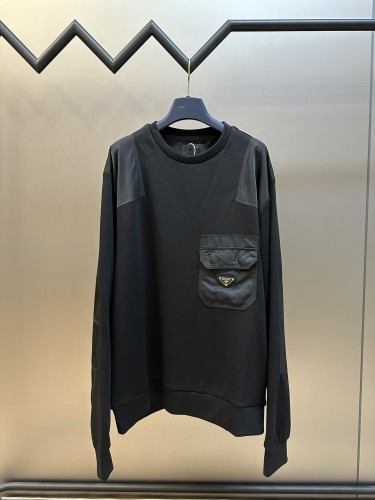 Prada Fashion Metal Logo Splicing Casual Nylon Hoodie