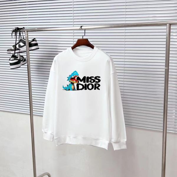 Dior High Street Dinosaur Logo Print Versatile Round Neck Hoodie