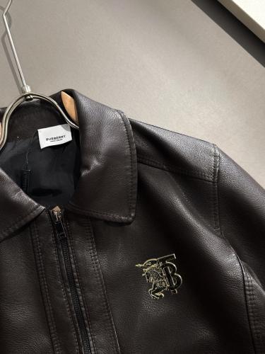 Burberry Classic Men's Simple Collar Leather Jacket