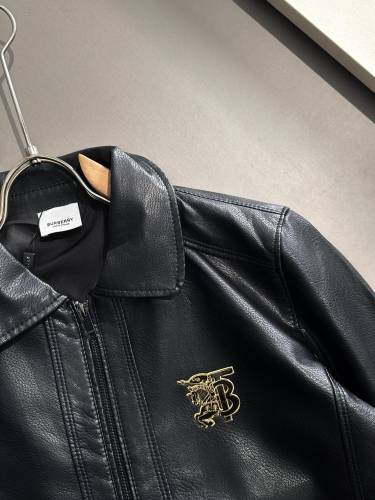 Burberry Classic Men's Simple Collar Leather Jacket