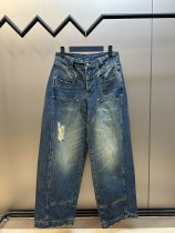 Louis Vuitton Fashion Turquoise Wide Leg Jeans