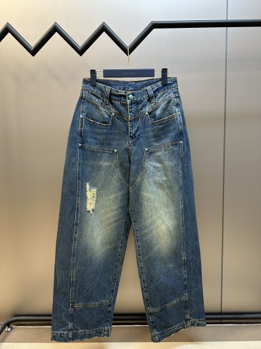 Louis Vuitton Fashion Turquoise Wide Leg Jeans