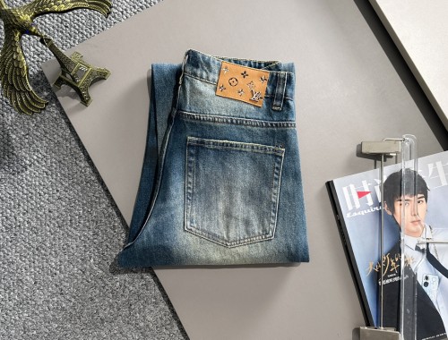 Louis Vuitton New Fashion Couple Piercing Casual Washed Jeans