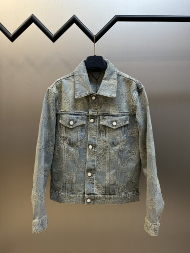 Louis Vuitton Fashion High Street Checkerboard Diamond Inlaid Cowboy Coat