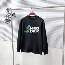 Dior High Street Dinosaur Logo Print Versatile Round Neck Hoodie