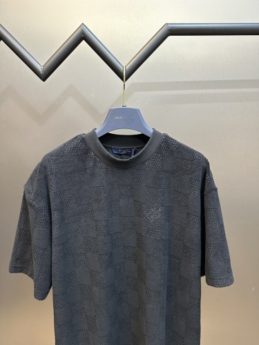 Louis Vuitton Fashion Checkered Towel Cloth Short Sleeves