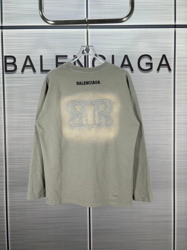Balenciaga New Embroidered Logo Long Sleeve T-shirt Couple Oversize Washed T-shirt