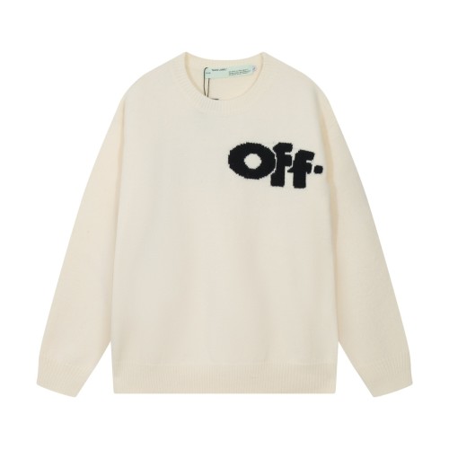 Off White New Classic Large Letter Logo Round Neck Woolen Sweater