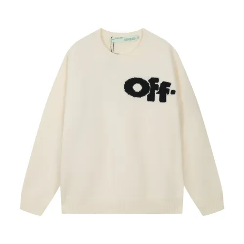 Off White New Classic Large Letter Logo Round Neck Woolen Sweater