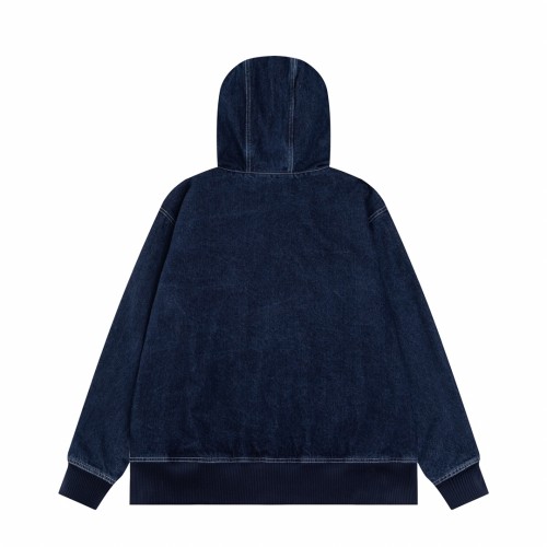 Dior New Classic Couple Embroidered Logo Washed Zipper Denim Coat