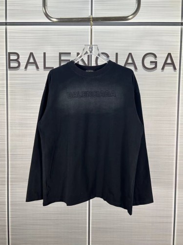 Balenciaga New Embroidered Logo Long Sleeve T-shirt Couple Oversize Washed T-shirt