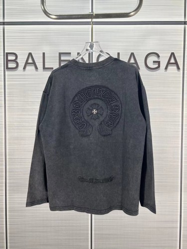 Chrome Hearts New Patchwork Embroidered Long Sleeve T-shirt Couple Oversize Washed T-shirt