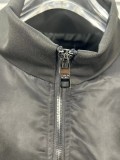 Prada New Classic Metal Logo Stand up Collar Jacket Coat