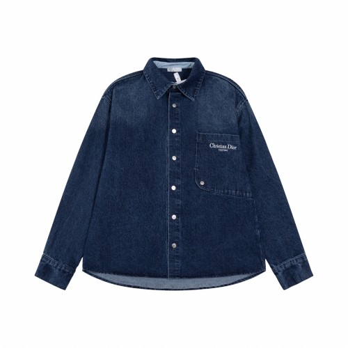 Dior New Classic Couple Embroidered Logo Collar Denim Coat