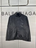 Prada New Classic Metal Logo Stand up Collar Jacket Coat