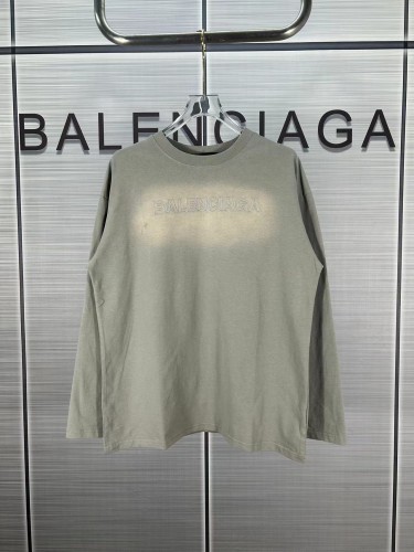 Balenciaga New Embroidered Logo Long Sleeve T-shirt Couple Oversize Washed T-shirt